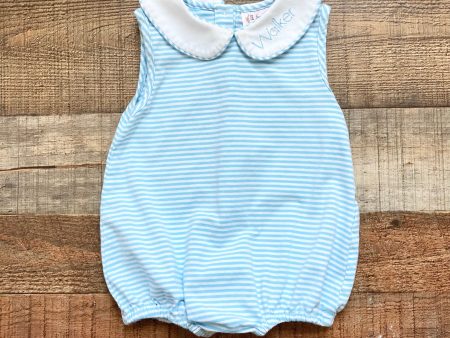 The Smocking Place Blue White Striped Walker Bubble- Size 6M (see notes) Fashion