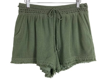 Aerie Army Green Crochet with Tassels Lined Drawstring Shorts- Size M Discount