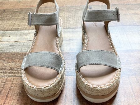 Universal Thread Grey Suede Double Strap Espadrille Sandals- Size 7.5 (GREAT CONDITION) Hot on Sale