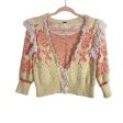 Free People Cream Pink and Orange Front Button Fringe Trim Sweater Cardigan- Size S (see notes) For Sale