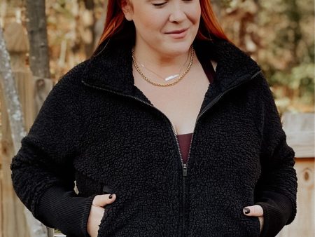 Athleta Black Sherpa Zipper Front Jacket- Size XL (sold out online) on Sale