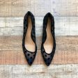 J Crew Black Mesh Polka Dot Low Stilettos- Size 9 Online now