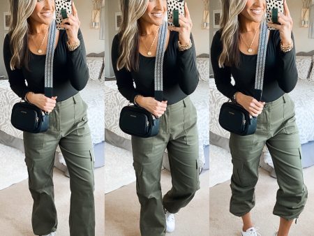 Lepunuo Olive Drawstring Cuff Cargo Pants NWT- Size S (Inseam 29.5”) For Sale