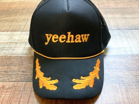 Otoo Black and Gold Yeehaw Mesh Back Adjustable Trucker Hat- One Size Fits Most (see notes) For Cheap