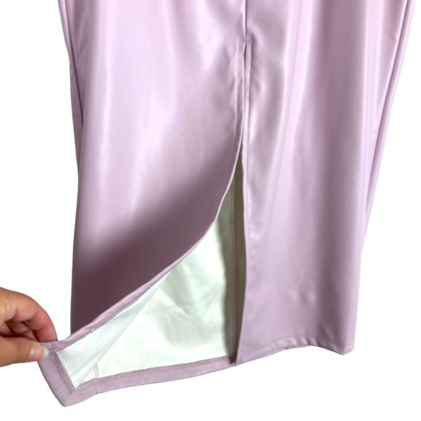 Fashion to Figure Pale Lilac Faux Leather Front Slit Skirt NWT- Size 0 XL Online Hot Sale