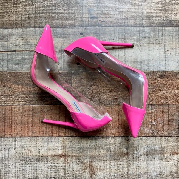 Steve Madden Neon Pink Clear Side Pointed Toe Stiletto Pumps- Size 10 (see notes) on Sale