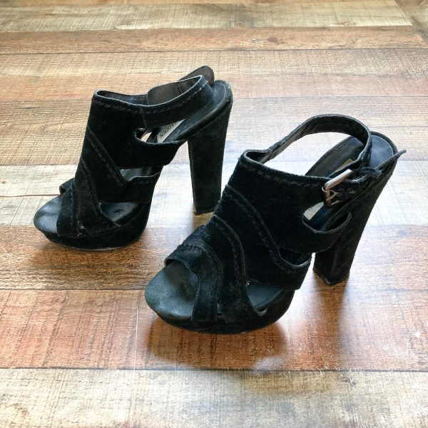 Steve Madden Black Ricki Suede Platform High Heel Sandals- Size 7 (see notes) For Sale