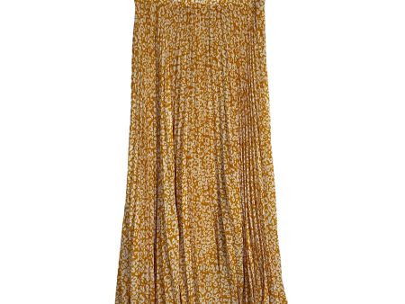 In Loom Mustard Animal Print Lined Pleated Maxi Skirt- Size S Online now