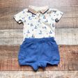 Tommy Bahama Sailboat Polo Onesie and Blue Shorts Set- Size 3-6M (sold as a set) Online