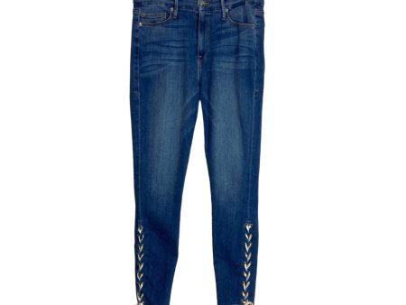 Good American Medium Wash Good Legs with Lace Up Detail Jeans- Size 10 30 (Inseam 28”) Online Hot Sale