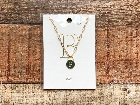 Brass 16  Letter  P  Initial Necklace (New in Bag) Fashion