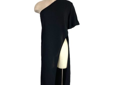 Shein Black One Shoulder with High Slit Cover Up- Size 4 Online Hot Sale