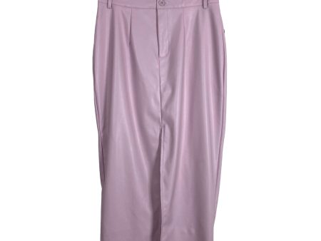 Fashion to Figure Pale Lilac Faux Leather Front Slit Skirt NWT- Size 0 XL Online Hot Sale