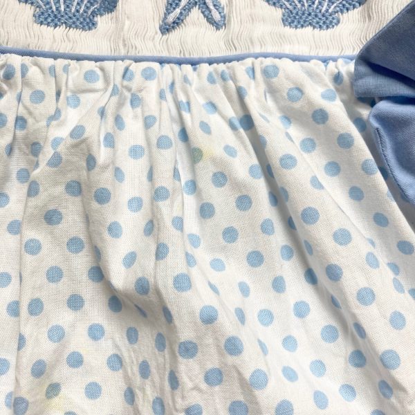 The Smocking Place Blue and White Polka Dot Smocked Shell Short Set- Size 3T (see notes) on Sale