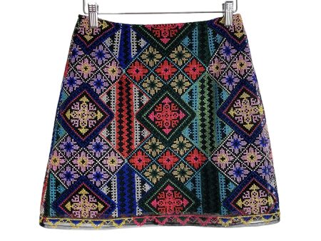 Vestique Embroidered Patterned Mesh Overlay Mini Skirt- Size S For Cheap