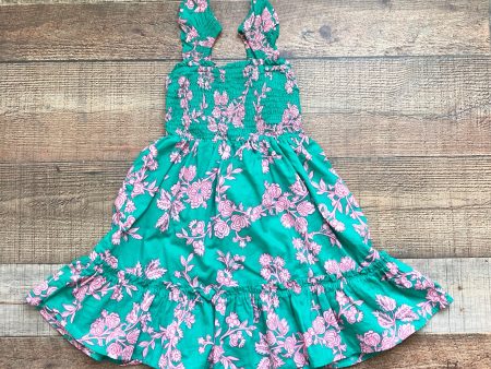 Crewcuts Green with Pink Floral Print and Ruffle Straps Smocked Dress- Size 3 Discount