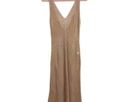 Honey Punch Tan Crochet with Side Slits Cover Up- Size S Online Sale