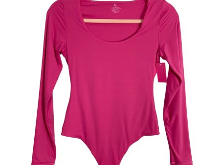 Pumiey Pink Scoop Neck Long Sleeve Bodysuit NWT- Size M Online Hot Sale