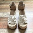 Marc Fisher Cream Canvas with Camel Leather Wedge Espadrilles- Size 9.5 Online