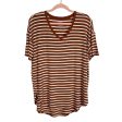 Time and Tru Brown White Striped V-Neck Tunic Tee- Size S Online