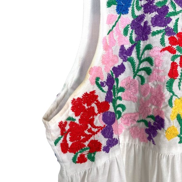 J. Marie Floral Embroidered Front Tassel Tie Dress- Size L (see notes) Sale