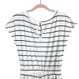 Pretty Garden White Black Striped Off the Shoulder Drawstring Waist Romper- Size S Hot on Sale