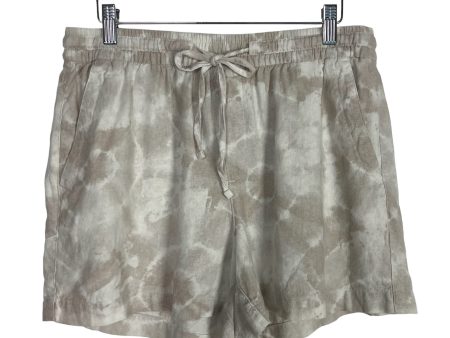 Old Navy Taupe White Linen Tie Dye Drawstring Elastic Waist Shorts- Size M For Sale