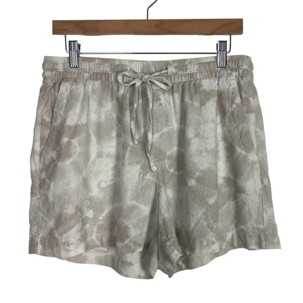 Old Navy Taupe White Linen Tie Dye Drawstring Elastic Waist Shorts- Size M For Sale