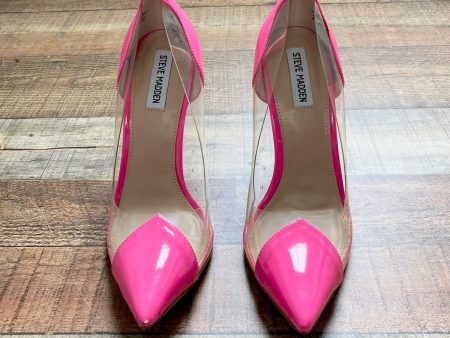 Steve Madden Neon Pink Clear Side Pointed Toe Stiletto Pumps- Size 10 (see notes) on Sale