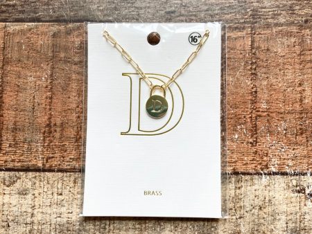 Brass 16  Letter  D  Initial Necklace (New in Bag) Supply