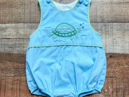 Shrimp & Grits Kids Blue Embroidered Turtle Bubble- Size 3M (see notes, sold out online, we have matching dress) Supply