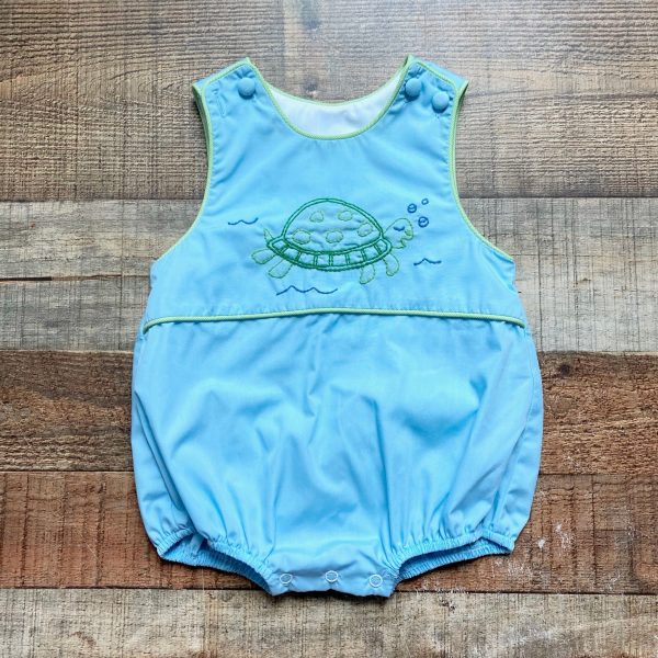 Shrimp & Grits Kids Blue Embroidered Turtle Bubble- Size 3M (see notes, sold out online, we have matching dress) Supply