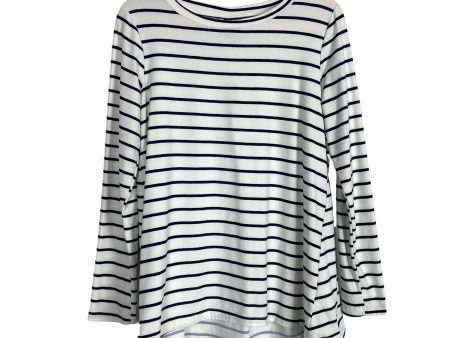 Bobeau White and Navy Striped Long Sleeve Top- Size M Online