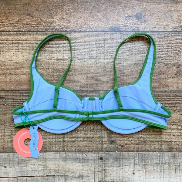 Ookioh Blue and Green Trim Padded Bikini Top NWT- Size L (we have matching bottoms) Online Hot Sale