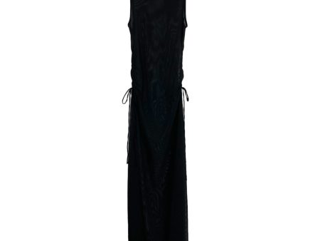 No Brand Black Sheer with Side Cinched Ties and High Slits Cover Up- Size S on Sale