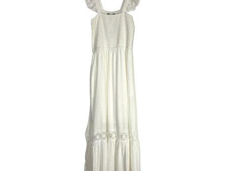 Zesica White with Crochet Details Smocked Bodice Dress NWT- Size L For Sale