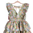 Buddy Love Green with Blue and Pink Floral Ruffle Tiered Tie Back Dress NWT- Size M For Discount