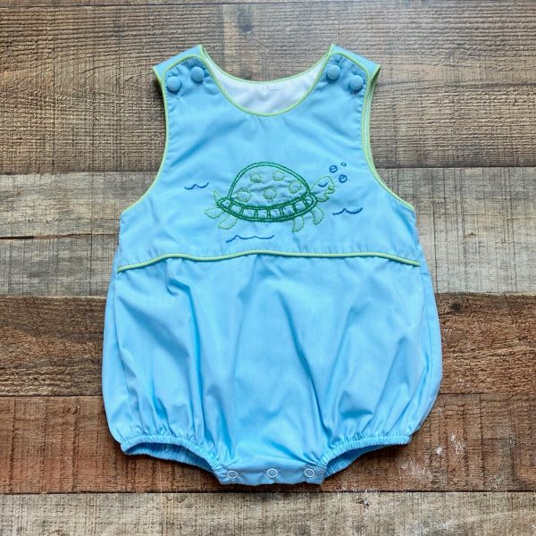 Shrimp & Grits Kids Blue Embroidered Turtle Bubble- Size 3M (sold out online, we have matching dress) Cheap