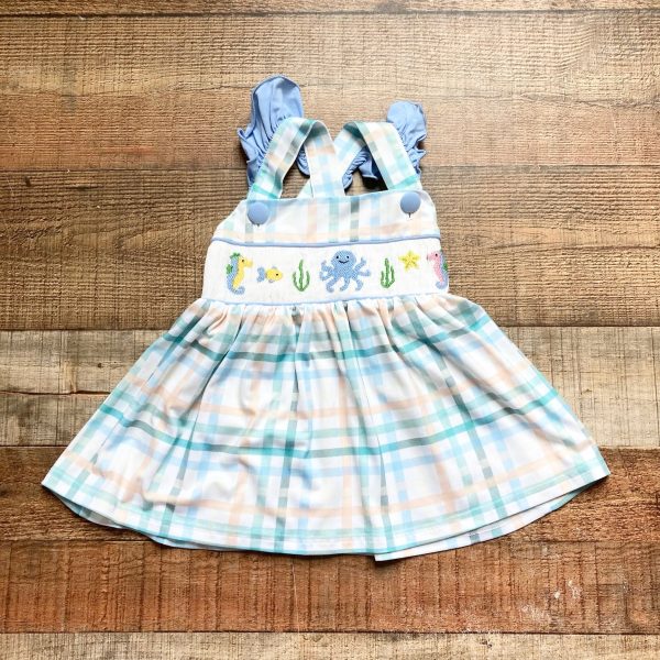 The Smocked Flamingo Smocked Ocean Creature Dress- Size 3T (we have matching bubble) Online Hot Sale