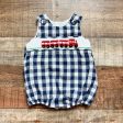 The Smocking Place Navy White Checked Smocked Train Bubble- Size 6M Online