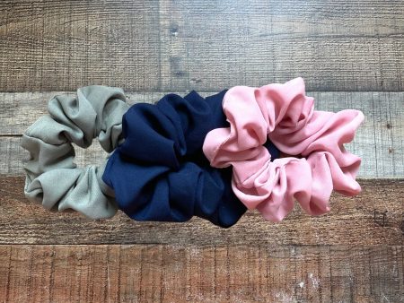 No Brand Set of Three Scrunchies (Green Navy Pink) Hot on Sale