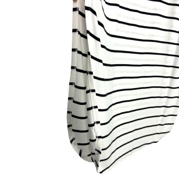 Zenana White and Black Striped Round Hem Side Slits V-Neck Shirt Dress- Size S Online Hot Sale