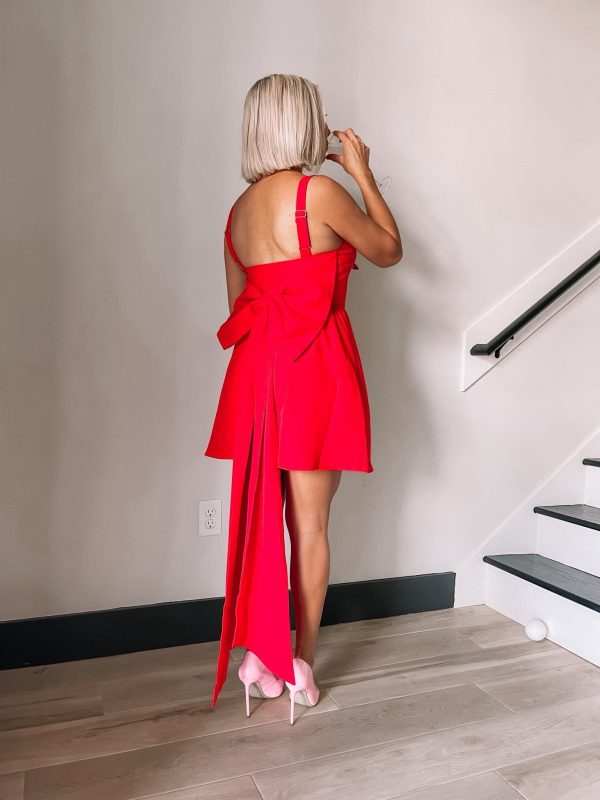 AURA Red Back Bow Dress- Size XS Online Sale