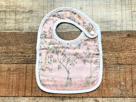 Atelier Choux Pink Fruit Trees and Birds White Butterflies and Birds Reversible Bib Online Sale