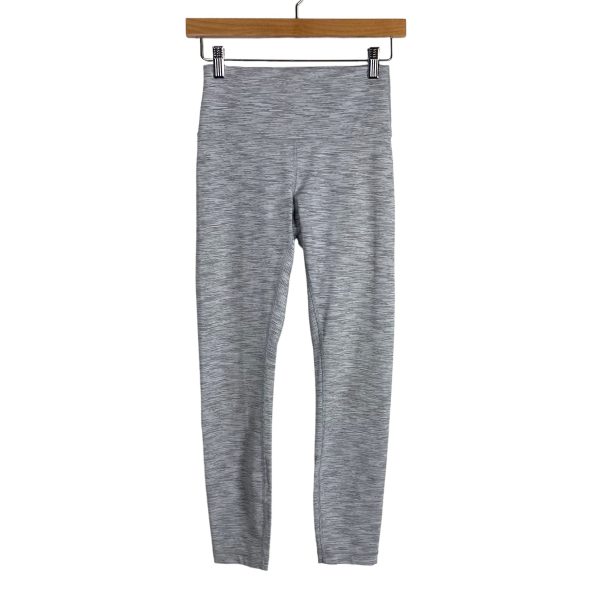 Lululemon White with Black and Grey Striped Print High Rise Leggings- Size 6 (Inseam 24.5”) Online Sale