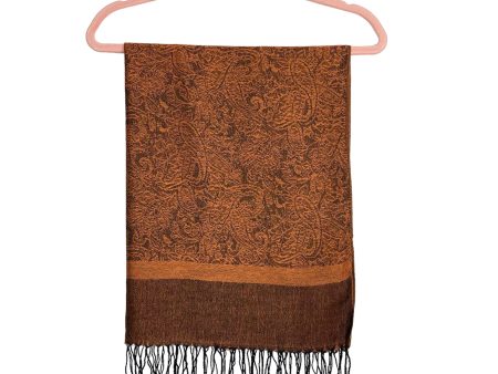 Pashmina Caramel Black Pattern 100% Pashmina Tassel Fringe Scarf Online now