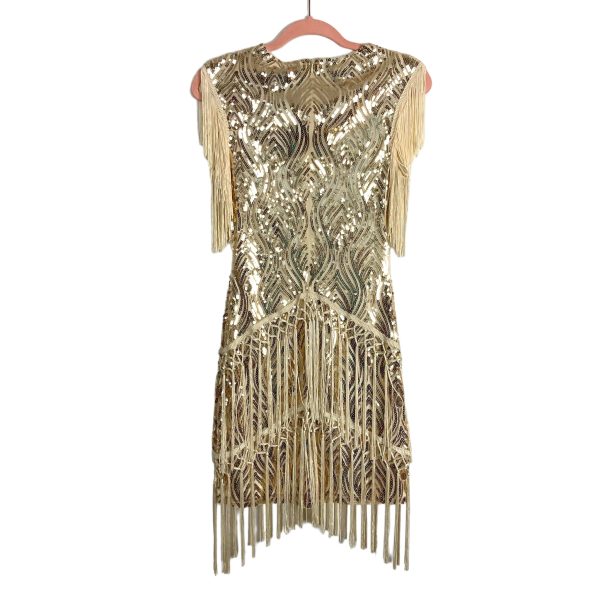 Babeyond Gold Sparkly Sequin Bodycon Flapper Dress NWT- Size XS Online Sale