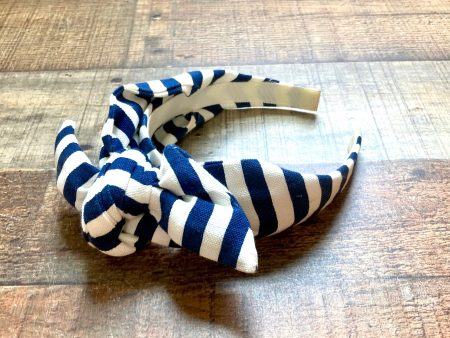 Benoit Missolin Navy White Striped Canvas Bow Headband (see notes) Fashion