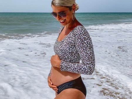 Albion Animal Print Padded Long Sleeve Swim Crop Top- Size S (we have matching bottoms) on Sale