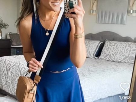 Attraco Navy Scalloped Tennis Skirt with Built In Shorts and Scalloped Tank Set- Size S (sold out online, sold as a set) Cheap